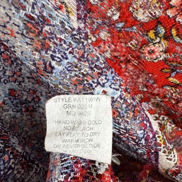 Fig and Flower Top Womens 3X Plus Floral Sheer Button Up Tunic Boho Tropical - Picture 14 of 16